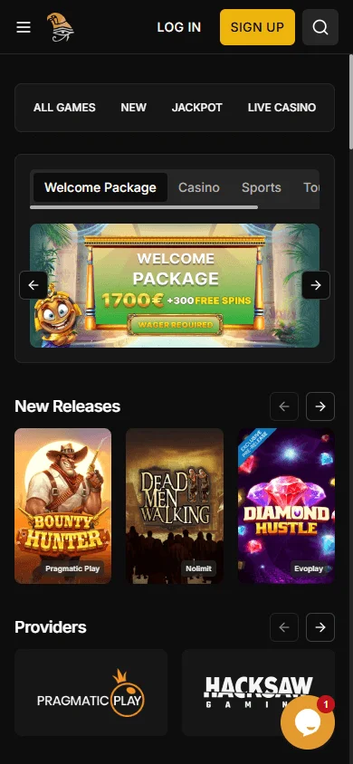 Horus Casino mobile browser games catalogue with pokies and live casino options